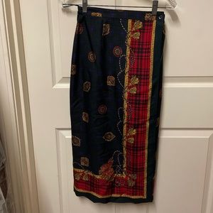 Talbots Petite Silk Wrap Skirt Christmas Tartan
